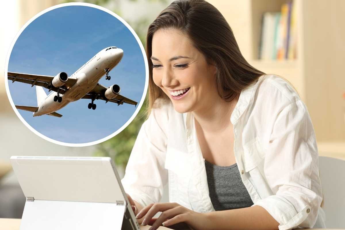 Donna al pc, aereo